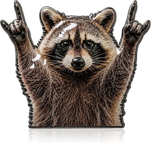 Realistic Raccoon Enamel Pin, Cute Funny Metal Lapel Pin, Metal Gift for Men Women Friends Collectors Bags Backpacks Hats Jackets Coat in Kuwait