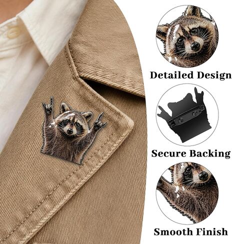 Realistic Raccoon Enamel Pin, Cute Funny Metal Lapel Pin, Metal Gift for Men Women Friends Collectors Bags Backpacks Hats Jackets Coat in Kuwait