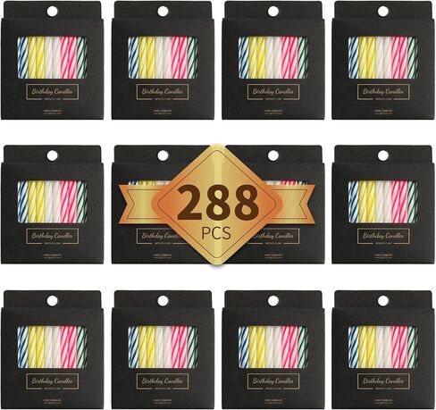 288-Count Multicolored Birthday Candles, Spiral Candles, Cupcake Candles, Party Celebration in Saudi Arabia