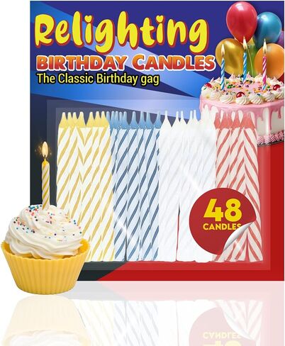 Toughty Relighting Birthday Candles – Colorful Candles for Cake & Cupcakes – Birthday Cake Toppers for Kids & Adults – Perfect for Bday, Special Occasions & Party Fun – 24 Count x 2 Pack in Saudi Arabia