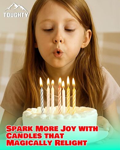 Toughty Relighting Birthday Candles – Colorful Candles for Cake & Cupcakes – Birthday Cake Toppers for Kids & Adults – Perfect for Bday, Special Occasions & Party Fun – 24 Count x 2 Pack in Saudi Arabia
