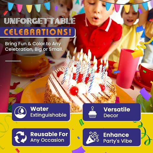 Toughty Relighting Birthday Candles – Colorful Candles for Cake & Cupcakes – Birthday Cake Toppers for Kids & Adults – Perfect for Bday, Special Occasions & Party Fun – 24 Count x 2 Pack in Saudi Arabia
