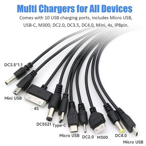 10 in 1 Universal Multi Chargers for All Devices 7.87in Cable, Universal Phone Chargers for All Phones, 10 In 1 USB Cable Multiple Charging Cable for Cell Phones, Earphones, Speakers, MP3 Players in Kuwait