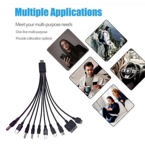10 in 1 Universal Multi Chargers for All Devices 7.87in Cable, Universal Phone Chargers for All Phones, 10 In 1 USB Cable Multiple Charging Cable for Cell Phones, Earphones, Speakers, MP3 Players in Kuwait