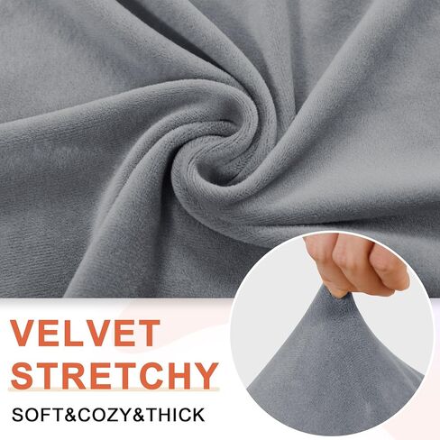 Hiasan 2 Pack Thick Velvet Armrest Covers for Sofa Stretch Couch Armrest Covers for Chairs Soft Armchair Slipcover for Sofa Anti-Slip Furniture Protector Washable Armchair Slipcover for Recliner,Grey in Saudi Arabia
