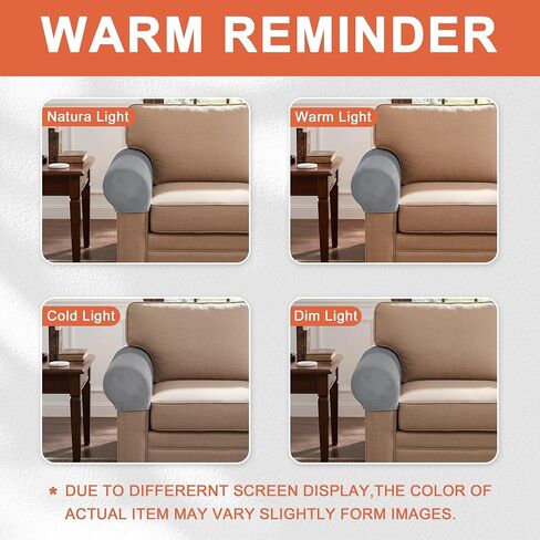 Hiasan 2 Pack Thick Velvet Armrest Covers for Sofa Stretch Couch Armrest Covers for Chairs Soft Armchair Slipcover for Sofa Anti-Slip Furniture Protector Washable Armchair Slipcover for Recliner,Grey in Saudi Arabia