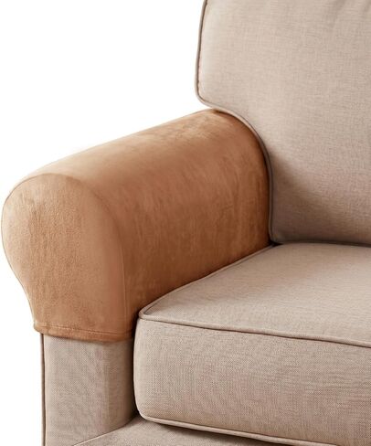 Hiasan 2 Pack Thick Velvet Armrest Covers for Sofa Stretch Couch Armrest Covers for Chairs Soft Armchair Slipcover for Sofa Anti-Slip Furniture Protector Washable Armchair Slipcover for Recliner,Grey in Saudi Arabia