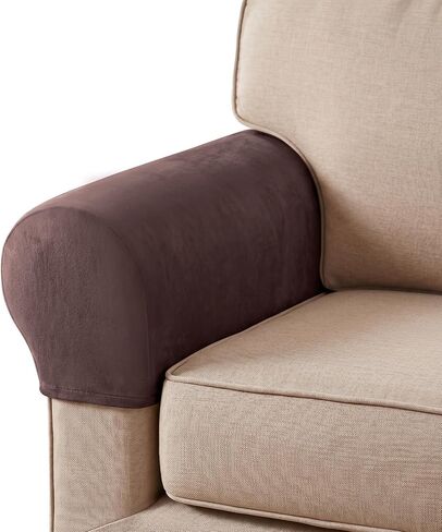 Hiasan 2 Pack Thick Velvet Armrest Covers for Sofa Stretch Couch Armrest Covers for Chairs Soft Armchair Slipcover for Sofa Anti-Slip Furniture Protector Washable Armchair Slipcover for Recliner,Grey in Saudi Arabia