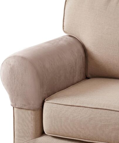 Hiasan 2 Pack Thick Velvet Armrest Covers for Sofa Stretch Couch Armrest Covers for Chairs Soft Armchair Slipcover for Sofa Anti-Slip Furniture Protector Washable Armchair Slipcover for Recliner,Grey in Saudi Arabia