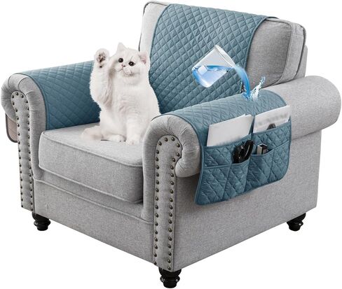 Waterproof Sofa Armrest Cover 1 2 3 Seater Headrest Cover for Recliner Nonslip Quilted Chair Arm Cover, Armchair Slipcover Furniture Protector for Pets Leather Sofa Couch (Grey,1-Seater(3PCS)) in Saudi Arabia