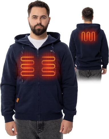 HENNCHEE Heated Hoodies for Men Women with Power Bank, Zip Up Hooded Sweatshirt, Heating Jacket Unisex Hunting Fishing in Saudi Arabia
