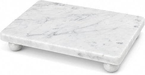 Burgundy Red Marble Vanity Tray with Ball Feet | Natural burgundy red marble tray with raised ball feet for perfume, jewelry, candles, keys and decor on vanities or dressers in Saudi Arabia