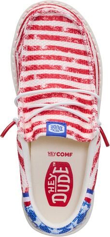 حذاء HEYDUDE للأولاد الشباب Wally Americana Mesh سهل الارتداء، مقاس العلم الأمريكي 5 | حذاء رياضي للأطفال خفيف الوزن وسهل الارتداء وجيد التهوية in Kuwait