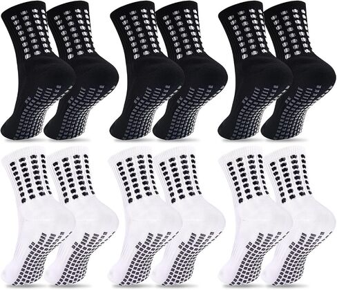 Duufin 6 Pairs Kids Youth Grip Soccer Socks Cushioned Non Slip Athletic Grip Socks for Kids Teens Youth Boys Girls 6-15 Years in Kuwait