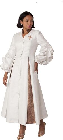 Tally Taylor Women’s Plus Size Church Robe – Puff Sleeves, Pearl Cross, Gold-Tone Lining – Formal Clergy Attire – 4850W in Saudi Arabia