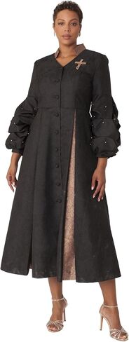 Tally Taylor Women’s Plus Size Church Robe – Puff Sleeves, Pearl Cross, Gold-Tone Lining – Formal Clergy Attire – 4850W in Saudi Arabia