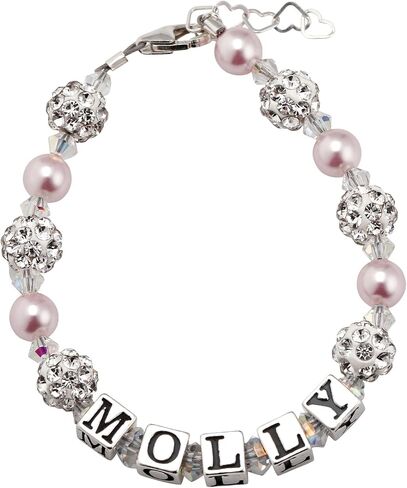 Crystal Dream European Simulated Pearls Stylish Sparkly Sterling Silver Infant Bracelet (B107_PW) in Saudi Arabia
