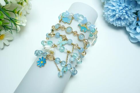 5PCS Beaded Charm Bracelets for Girls Dinosaur Dainty Kawaii Crystal Beads Bracelets Set for Teens Girls Adjustable Stretch Bracelet Birthday Graduation Gift For Daughter Niece Granddaughter in Saudi Arabia