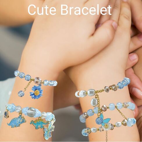 5PCS Beaded Charm Bracelets for Girls Dinosaur Dainty Kawaii Crystal Beads Bracelets Set for Teens Girls Adjustable Stretch Bracelet Birthday Graduation Gift For Daughter Niece Granddaughter in Saudi Arabia