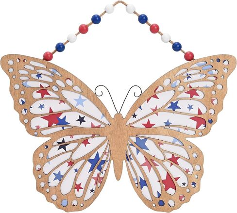 Valery Madelyn 4th of July Wreath, Patriotic Wreath for Front Door, Red White and Blue Butterfly Decor, Wooden Americana Sign for 4th of July Independence Day USA 250th Anniversary, 12 Inch in Saudi Arabia