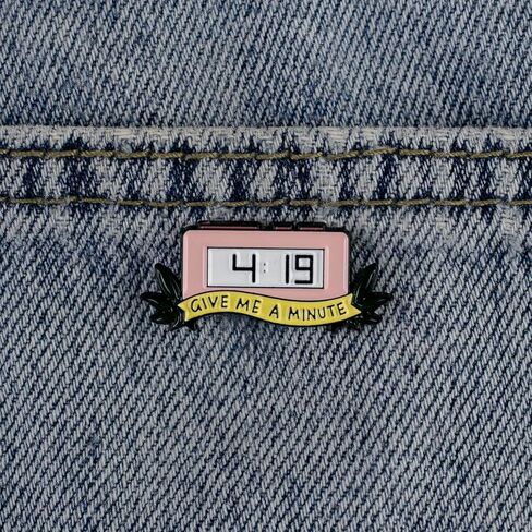 Give Me A Minute 4:19 Clock Weed Stoner Enamel Pin, Cannabis Smoker Pin Brooch, Funny Gift For Stoned 420 Marijuana Lover, Cannabis Weed Smoker Brooch Badge, Marijuana Smoking Lover Lapel Badges, 420 Smoking Addict Gift Jewelry Accessory in Kuwait