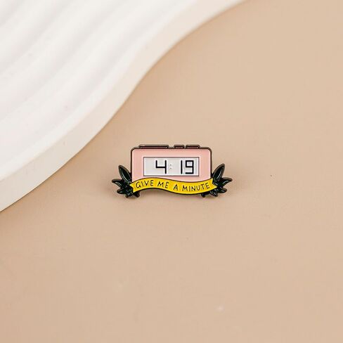 Give Me A Minute 4:19 Clock Weed Stoner Enamel Pin, Cannabis Smoker Pin Brooch, Funny Gift For Stoned 420 Marijuana Lover, Cannabis Weed Smoker Brooch Badge, Marijuana Smoking Lover Lapel Badges, 420 Smoking Addict Gift Jewelry Accessory in Kuwait