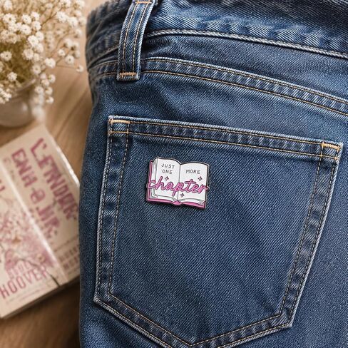 Funny Enamel Book Pin - Reading Pins Brooch for Backpacks, Jackets, Hats with "Just One More Chapter". Literary Button Brooches Gift for Readers, Teachers and Students in Saudi Arabia