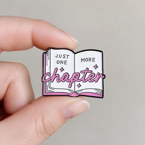 Funny Enamel Book Pin - Reading Pins Brooch for Backpacks, Jackets, Hats with "Just One More Chapter". Literary Button Brooches Gift for Readers, Teachers and Students in Saudi Arabia