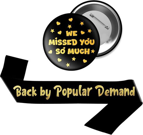 Welcome Home Decorations Sash Badge - Black Gold Back By Popular Demand Glitter Sash Welcome Back Decor We Missed You So Much Badege For Family Gathering Back To School Events Military Homecoming in Saudi Arabia
