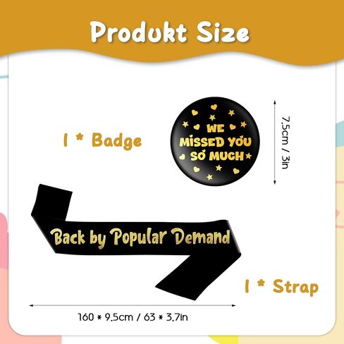 Welcome Home Decorations Sash Badge - Black Gold Back By Popular Demand Glitter Sash Welcome Back Decor We Missed You So Much Badege For Family Gathering Back To School Events Military Homecoming in Saudi Arabia