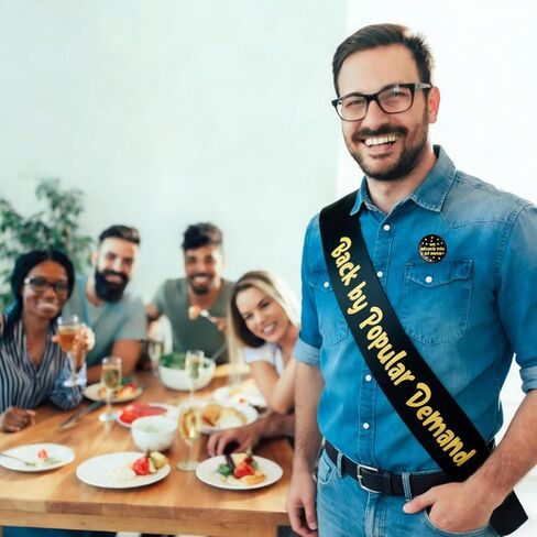 Welcome Home Decorations Sash Badge - Black Gold Back By Popular Demand Glitter Sash Welcome Back Decor We Missed You So Much Badege For Family Gathering Back To School Events Military Homecoming in Saudi Arabia