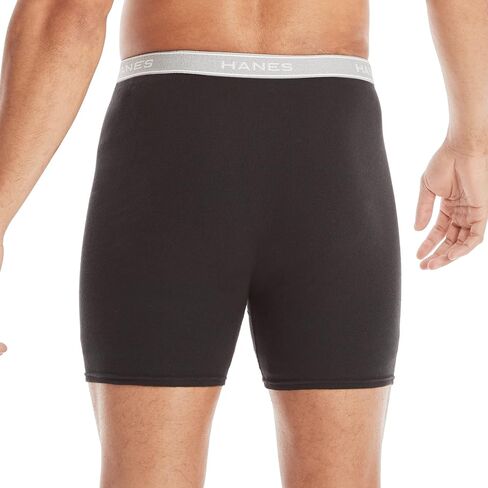 ملابس داخلية للرجال من Hanes، ملابس داخلية Cool Dri ماصة للرطوبة من القطن غير قابلة للركوب للرجال، تتوفر عبوات متعددة، 18 قطعة - أسود/رمادي، X-Large US in Kuwait