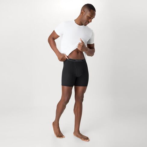 ملابس داخلية للرجال من Hanes، ملابس داخلية Cool Dri ماصة للرطوبة من القطن غير قابلة للركوب للرجال، تتوفر عبوات متعددة، 18 قطعة - أسود/رمادي، X-Large US in Kuwait