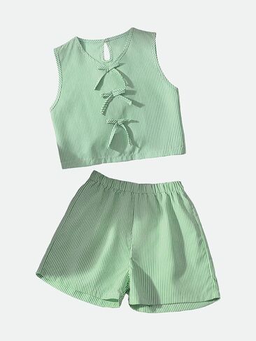 Two piece elegant casual girl plaid set, fashionable waterdrop button sleeveless top+sports shorts in Kuwait