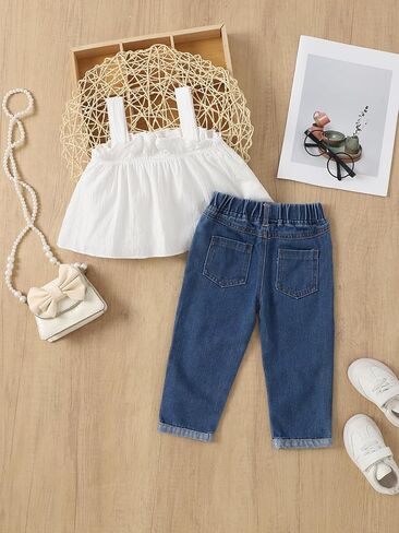 Girls Clothes Vest Top Jeans Cute Outfit in Kuwait