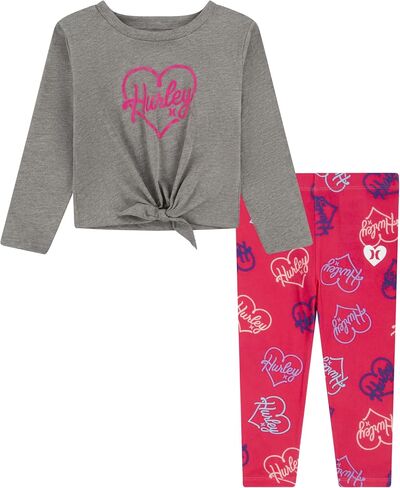 Hurley Girls' Graphic T-shirt and Leggings 2-piece Outfit Set in Kuwait