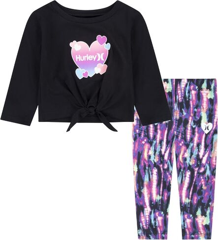 Hurley Girls' Graphic T-shirt and Leggings 2-piece Outfit Set in Kuwait