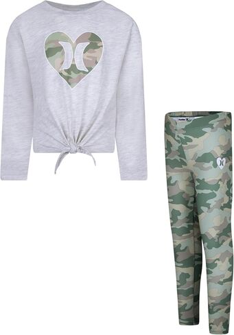 Hurley Girls' Graphic T-shirt and Leggings 2-piece Outfit Set in Kuwait