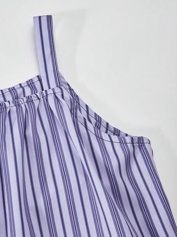 Girls' summer fashion casual elegant loose striped top+wide leg pants two-piece set in Kuwait