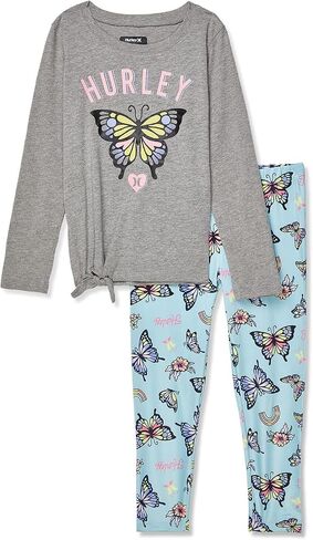Hurley Girls' Graphic T-shirt and Leggings 2-piece Outfit Set in Kuwait