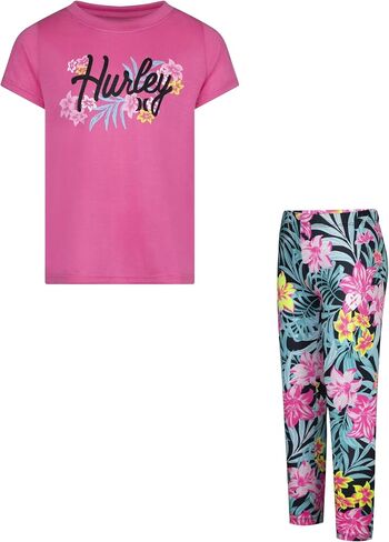 Hurley Girls' Graphic T-shirt and Leggings 2-piece Outfit Set in Kuwait