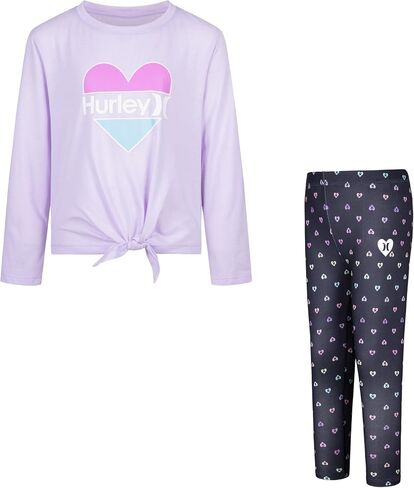 Hurley Girls' Graphic T-shirt and Leggings 2-piece Outfit Set in Kuwait