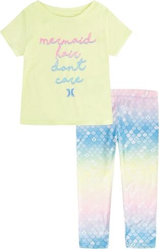 Hurley Girls' Graphic T-shirt and Leggings 2-piece Outfit Set in Kuwait
