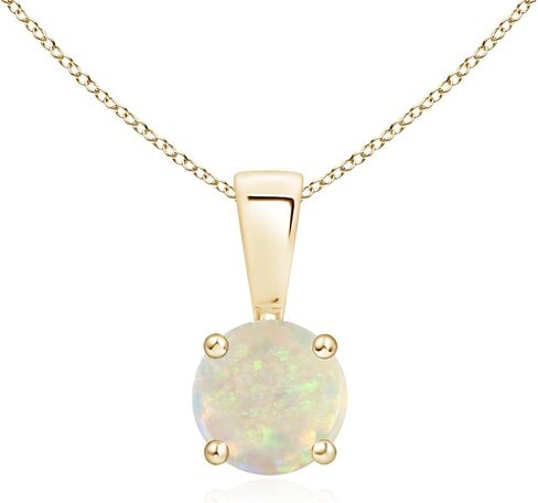 Angara Natural Opal Solitaire Pendant for Women | Round Opal Solitaire Necklace in 14K Solid Gold/Sterling Silver/Platinum With 18" Chain | October Birthday, Anniversary, Gemstone Jewelry Gift in Kuwait