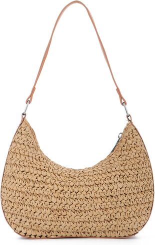 KUANG! Straw Shoulder Bag for Women Cute Handmade Woven Hobo Purses and Handbags Retro Summer Beach Clutch Underarm Purse in Kuwait