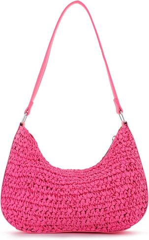 KUANG! Straw Shoulder Bag for Women Cute Handmade Woven Hobo Purses and Handbags Retro Summer Beach Clutch Underarm Purse in Kuwait