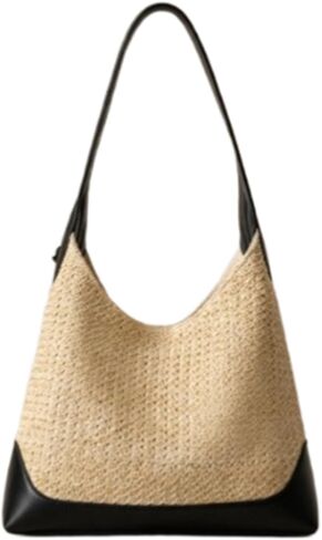 Straw Tote Bags for Women, Summer Woven Slouchy Straw Purses Shoulder Hobo Raffia Purses Beach Bag for Vacation in Saudi Arabia