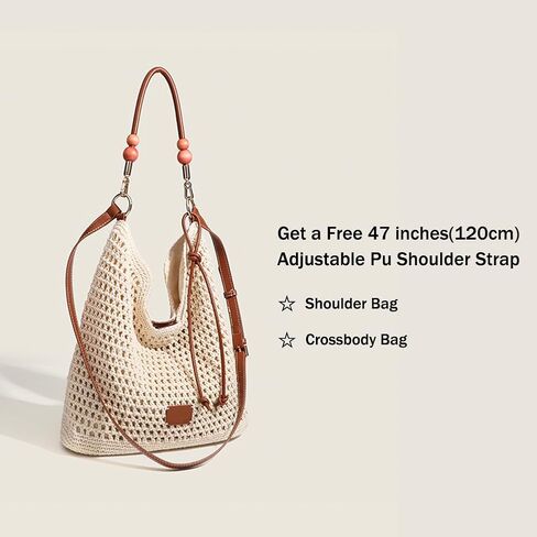 Crochet Knitted Summer Tote, Soft Woven Beach Shoulder Bag, Bohemian Hollow Hobo Purses for Shopping Vacation in Saudi Arabia