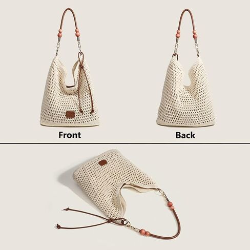 Crochet Knitted Summer Tote, Soft Woven Beach Shoulder Bag, Bohemian Hollow Hobo Purses for Shopping Vacation in Saudi Arabia