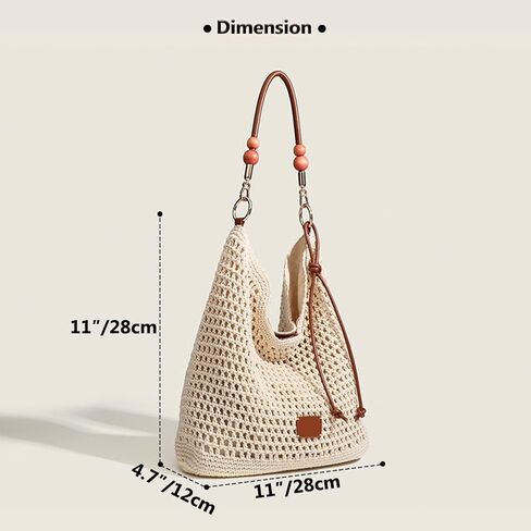 Crochet Knitted Summer Tote, Soft Woven Beach Shoulder Bag, Bohemian Hollow Hobo Purses for Shopping Vacation in Saudi Arabia